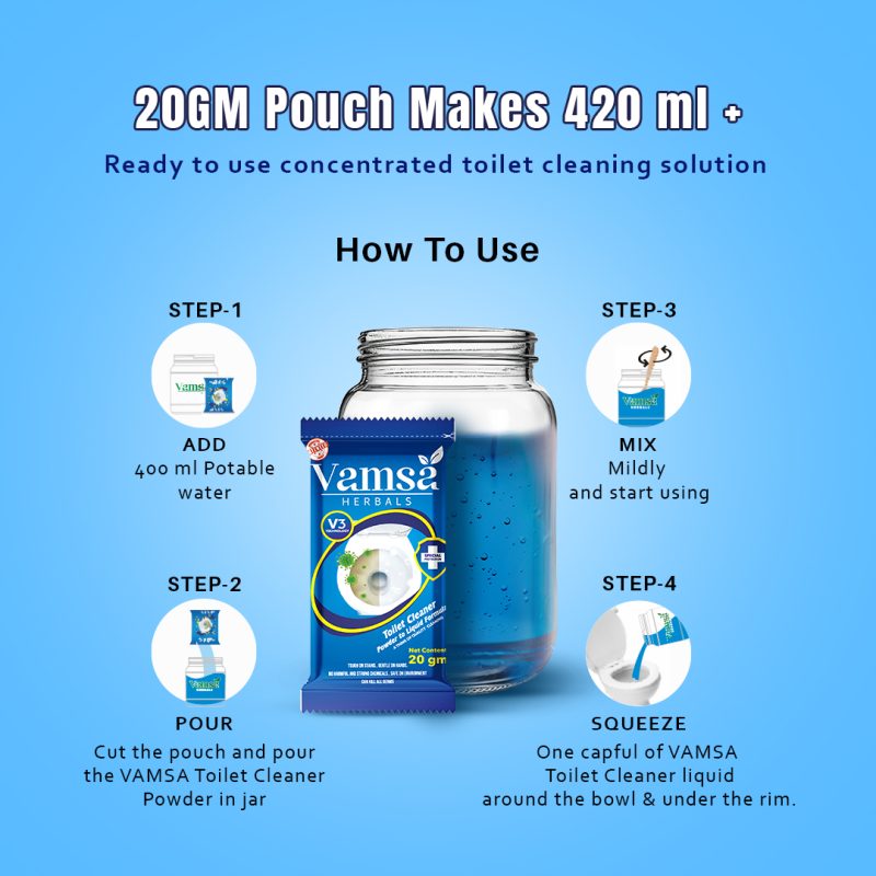 Powder To Liquid Toilet Cleaner Pack of 6 Sachet x 20 gm - Image 4