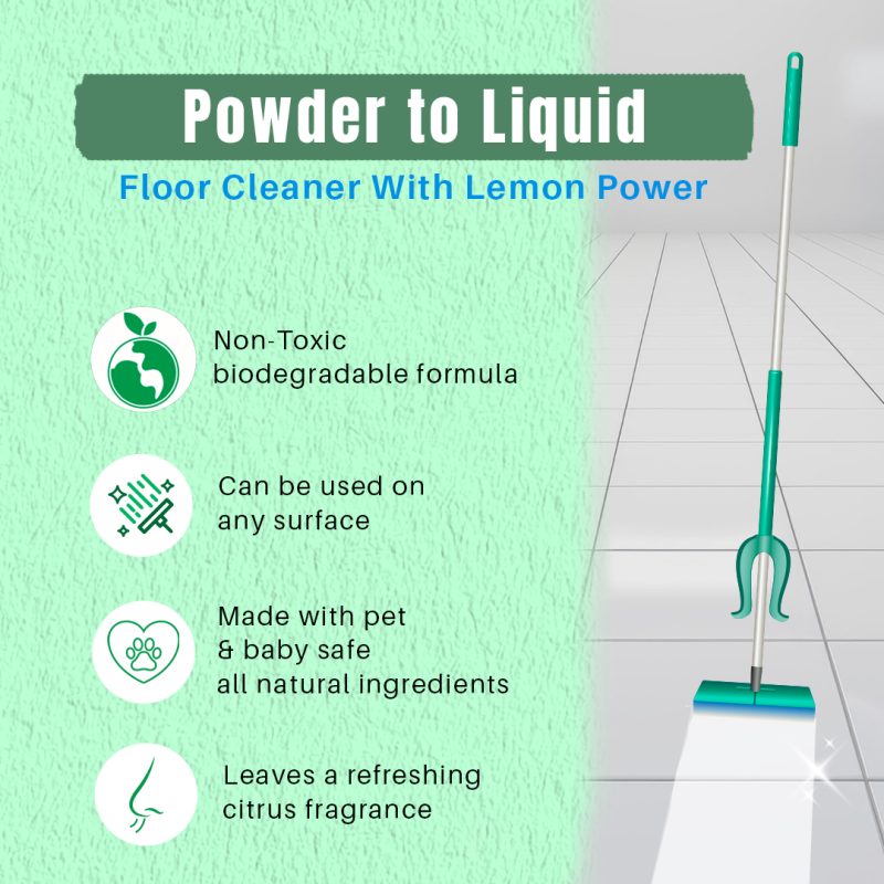 Powder To Liquid Floor Cleaner Pack of 1 Sachet x 20 gm with Jar - Image 3